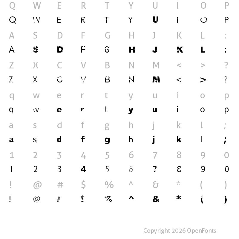 Character Map of Damage Red Regular