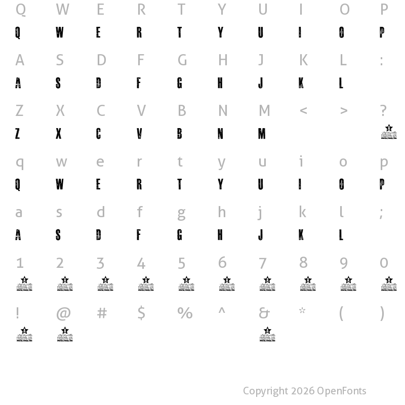 Character Map of DAMAGEPLAN PERSONAL USE Bold