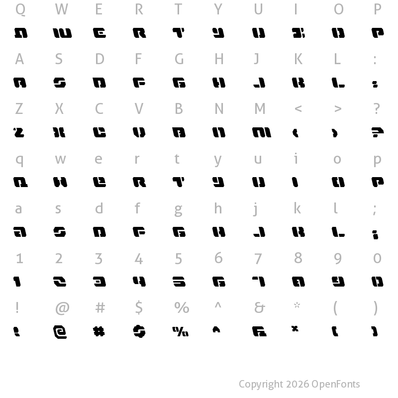 Character Map of Dan Stargate Leftalic Italic