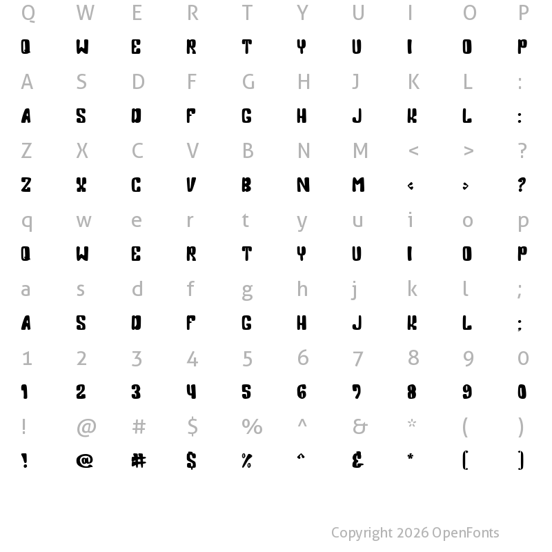 Character Map of Dance Kitty Regular