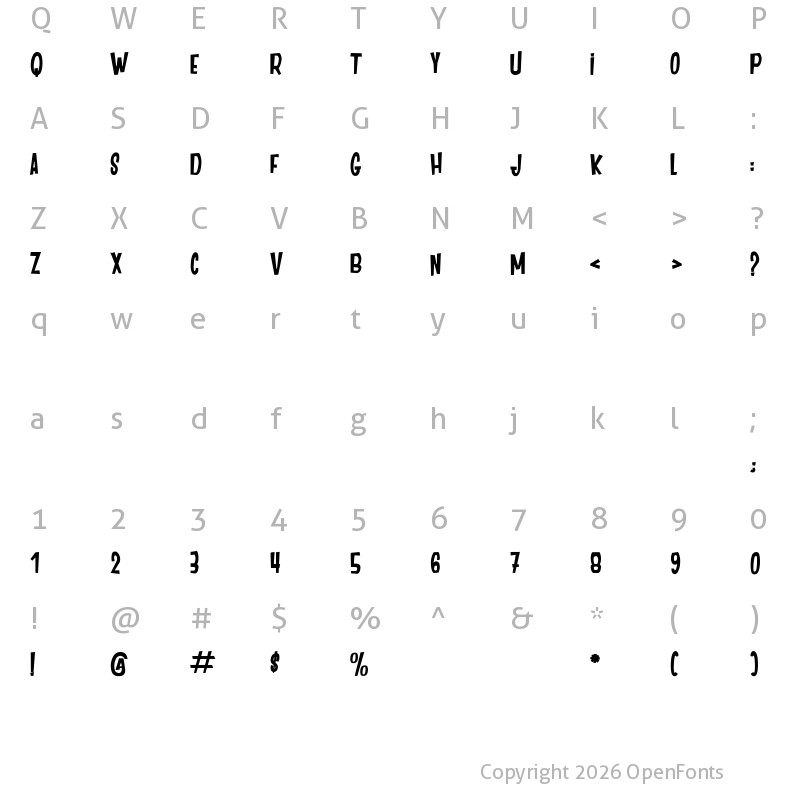 Character Map of DANCING JUNGLE Regular