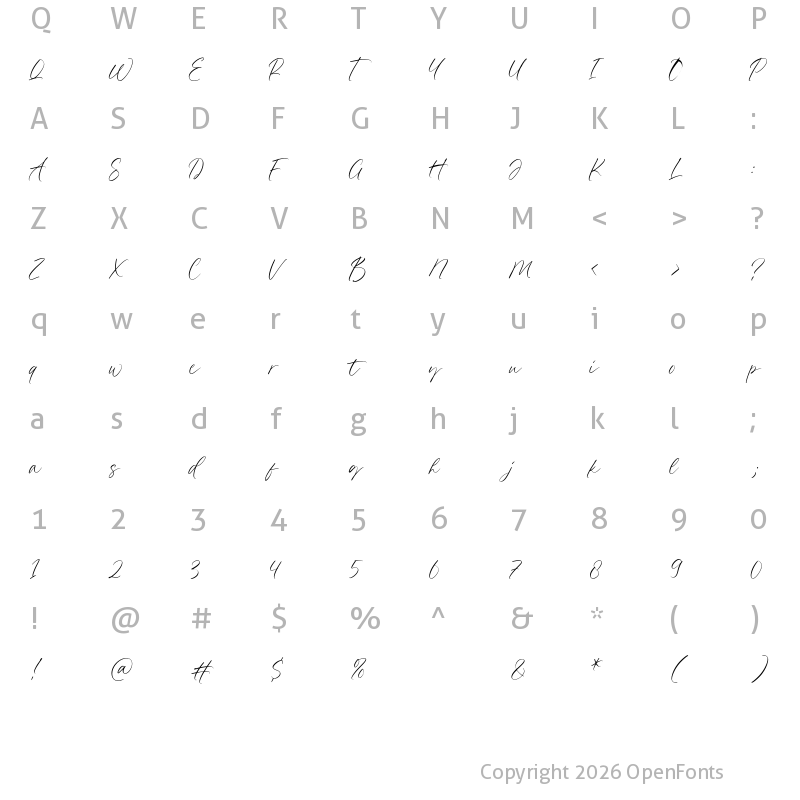 Character Map of Dancing Matilda Regular