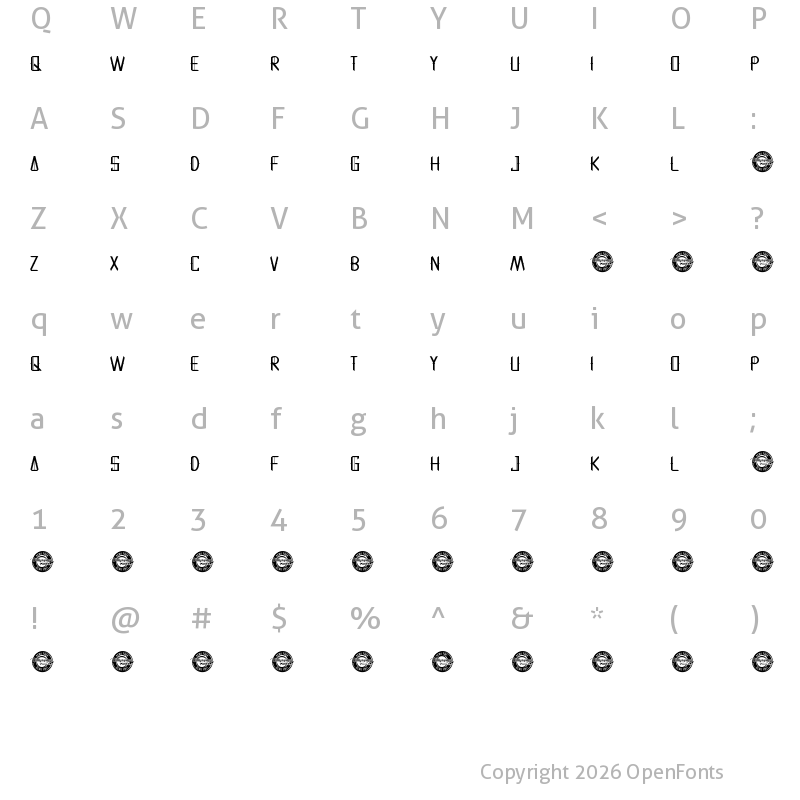 Character Map of Dangerous Demo Regular