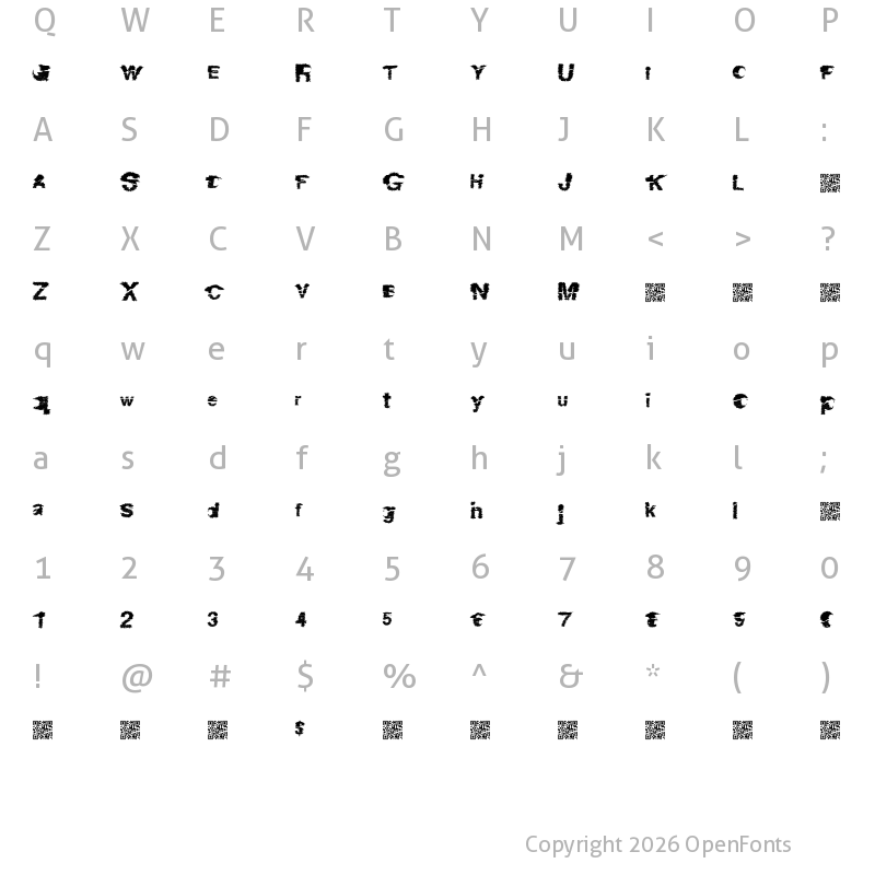 Character Map of DangerZone Regular