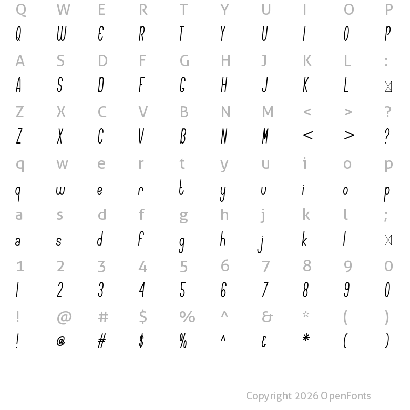 Character Map of Dark Angels Regular