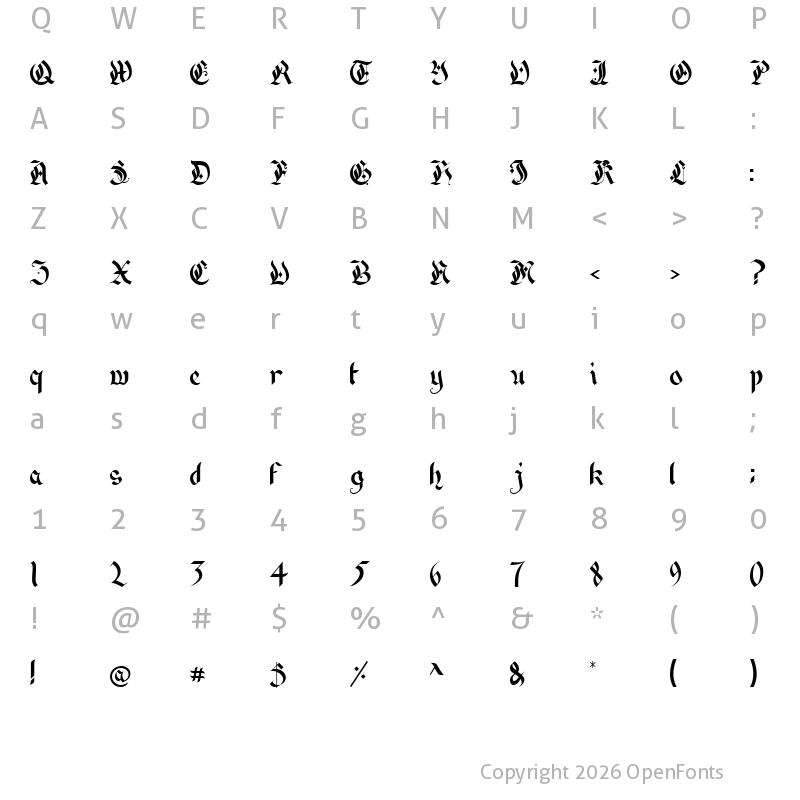 Character Map of Dark Gospel Regular