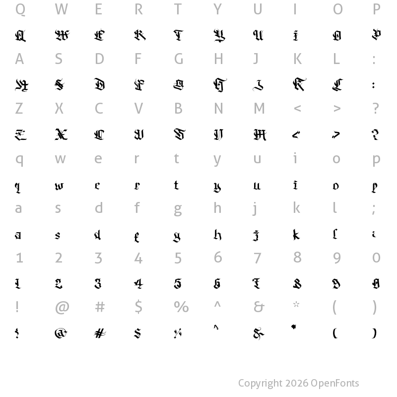 Character Map of Dark Guitar Regular