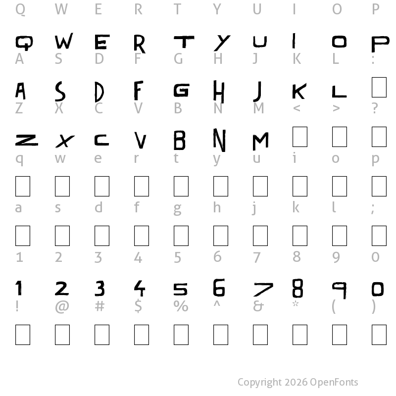 Character Map of Dark Times Black Regular