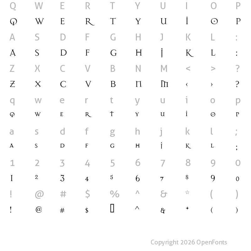 Character Map of Dark11 Regular
