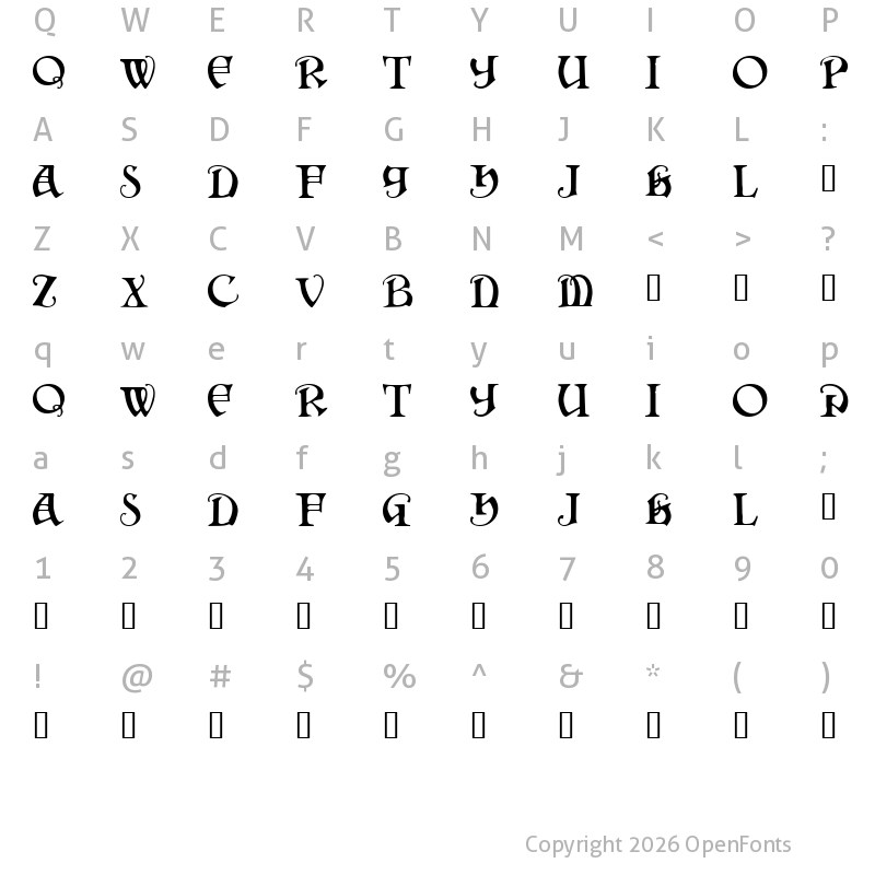 Character Map of Darkenstone Regular