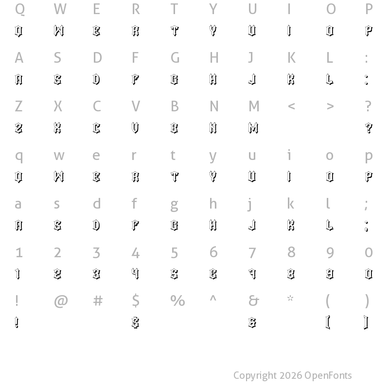 Character Map of Darker Hollow Regular