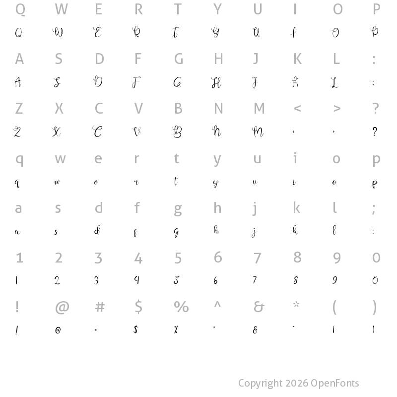 Character Map of Darknight Regular