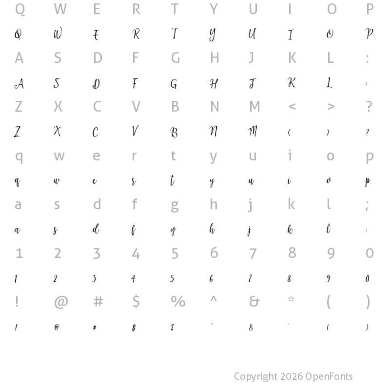 Character Map of Darling Harbour Slant Regular
