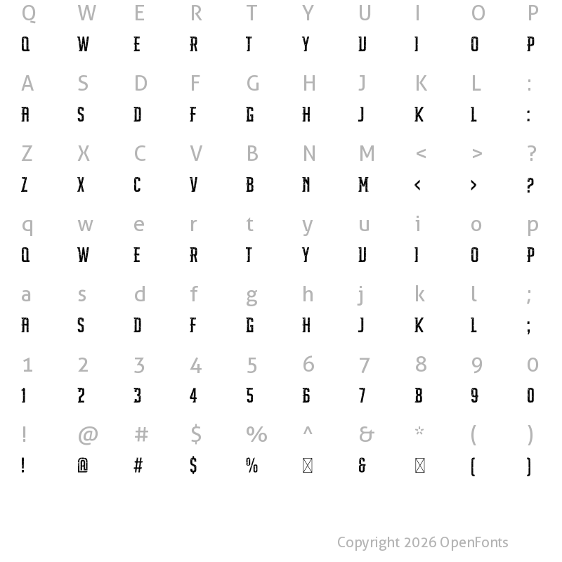 Character Map of Darlothes Grunge Regular
