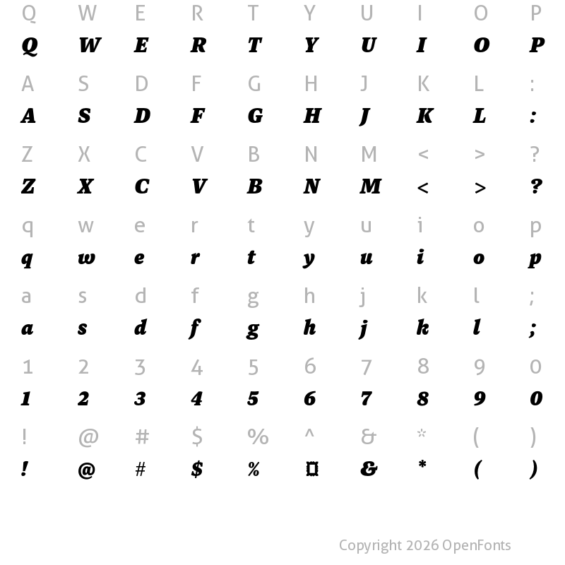 Character Map of Dashiell Text Black Italic