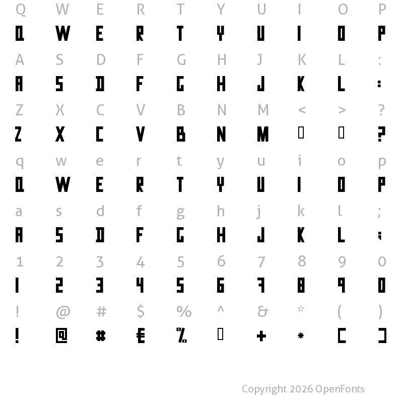 Character Map of Data Trash Regular