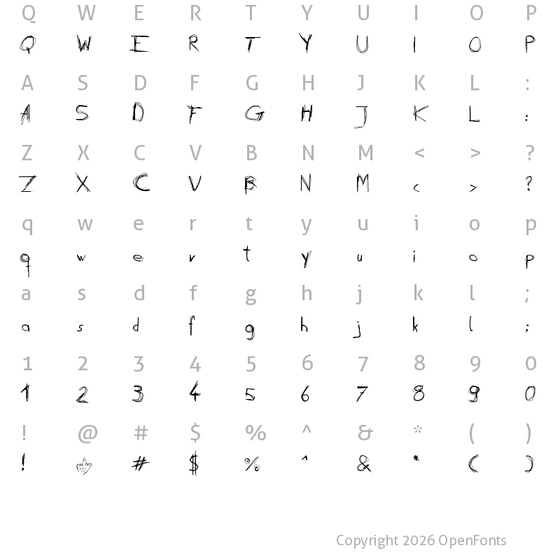 Character Map of Daubed Regular
