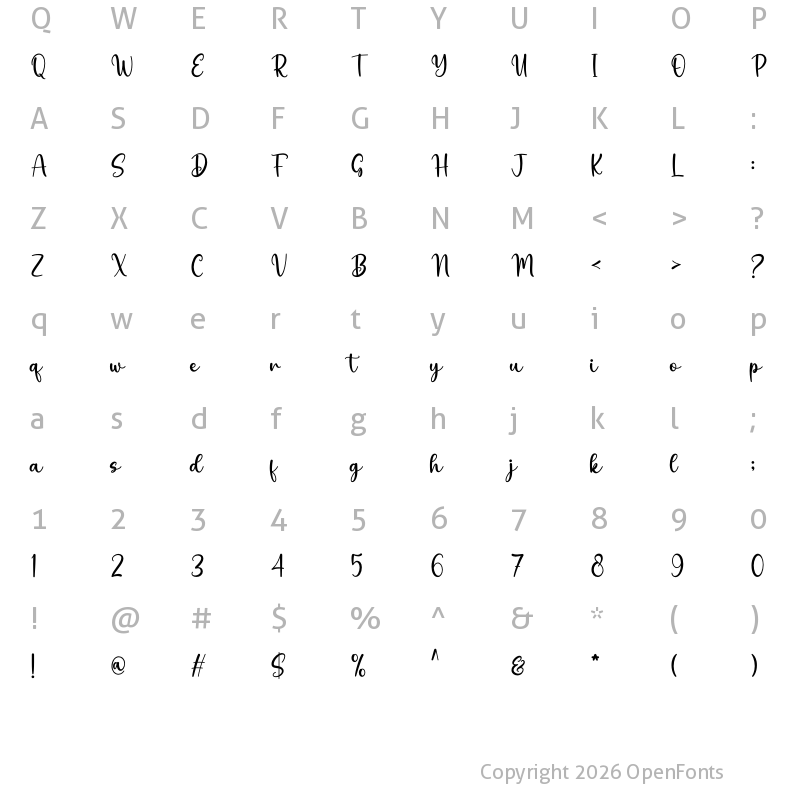 Character Map of Davinia Regular