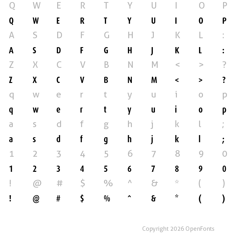 Character Map of Dax Pro Cond Bold