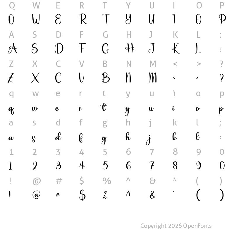 Character Map of Day Blussful Regular