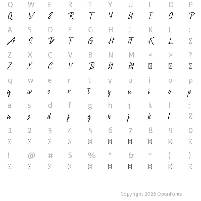 Character Map of Daystream Demo Regular