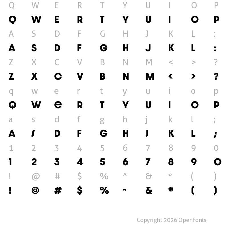 Character Map of Dazzle Unicase Bold