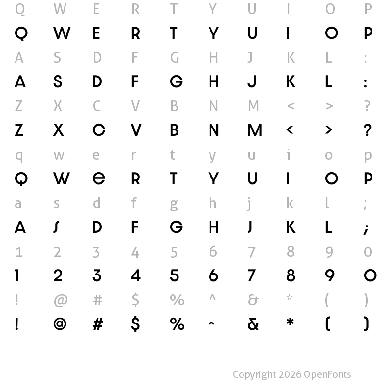 Character Map of Dazzle Unicase Medium