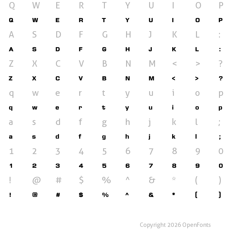 Character Map of DB EuroThai X Bold