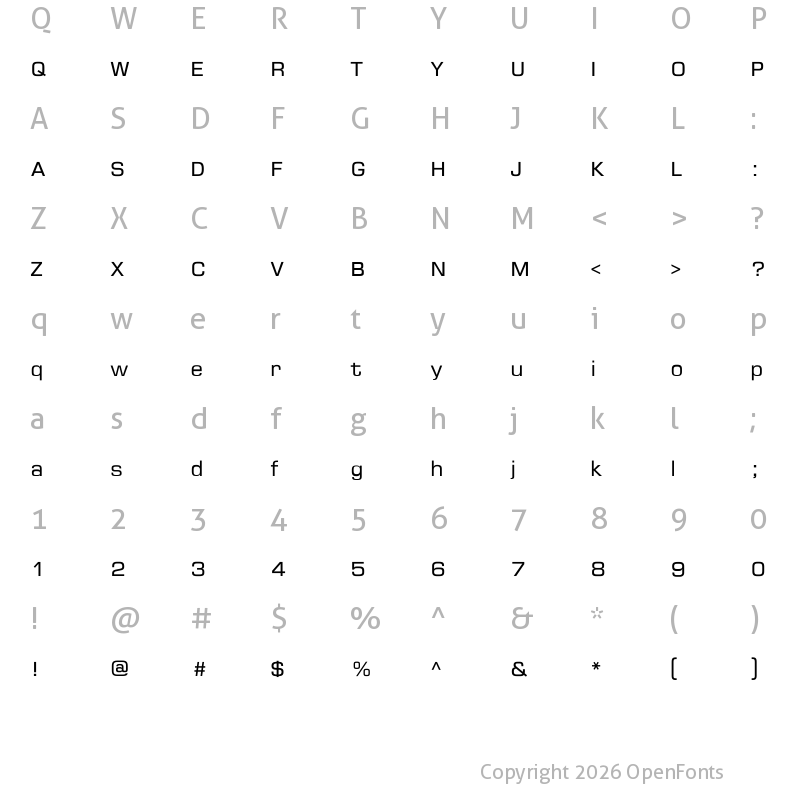 Character Map of DB EuroThai X Regular