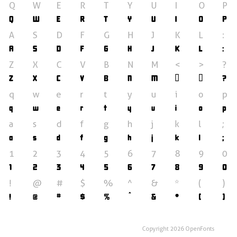 Character Map of DBXLNightfever Normal