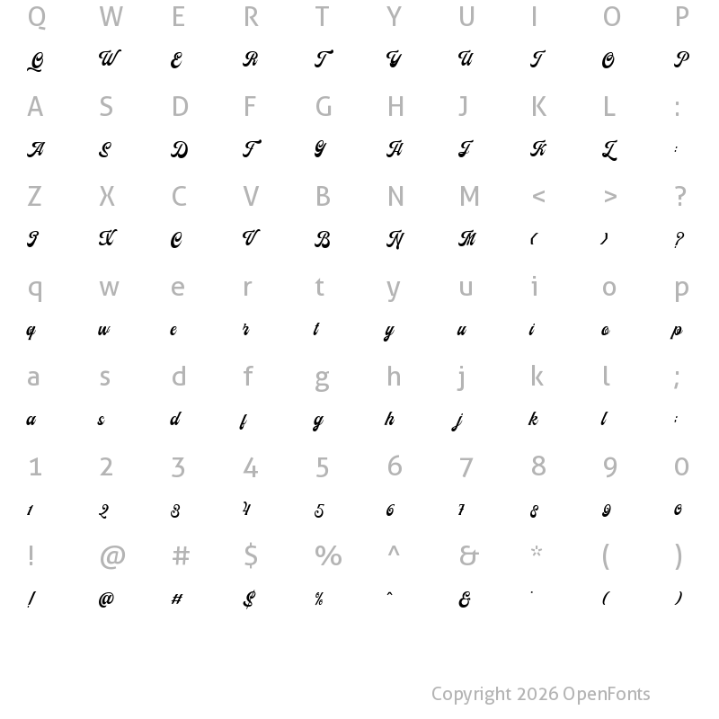 Character Map of DD Hewlena Regular