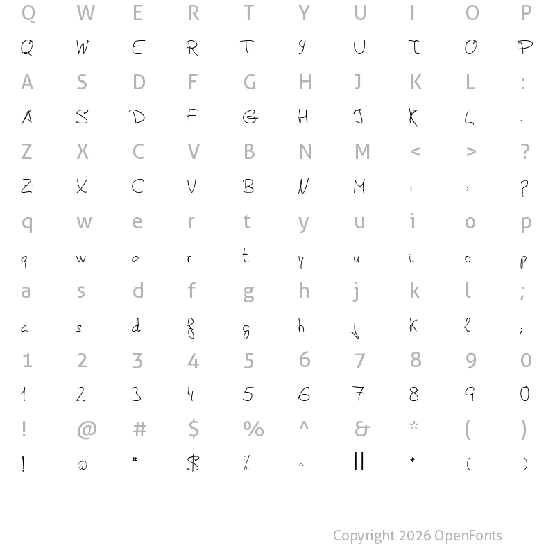 Character Map of de Manu 2 Regular