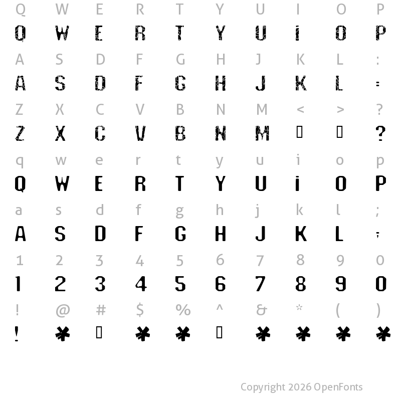 Character Map of DEADLINE Regular