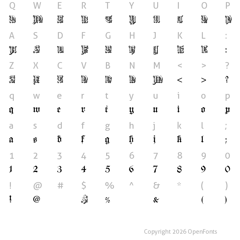 Character Map of Dearest Open Regular