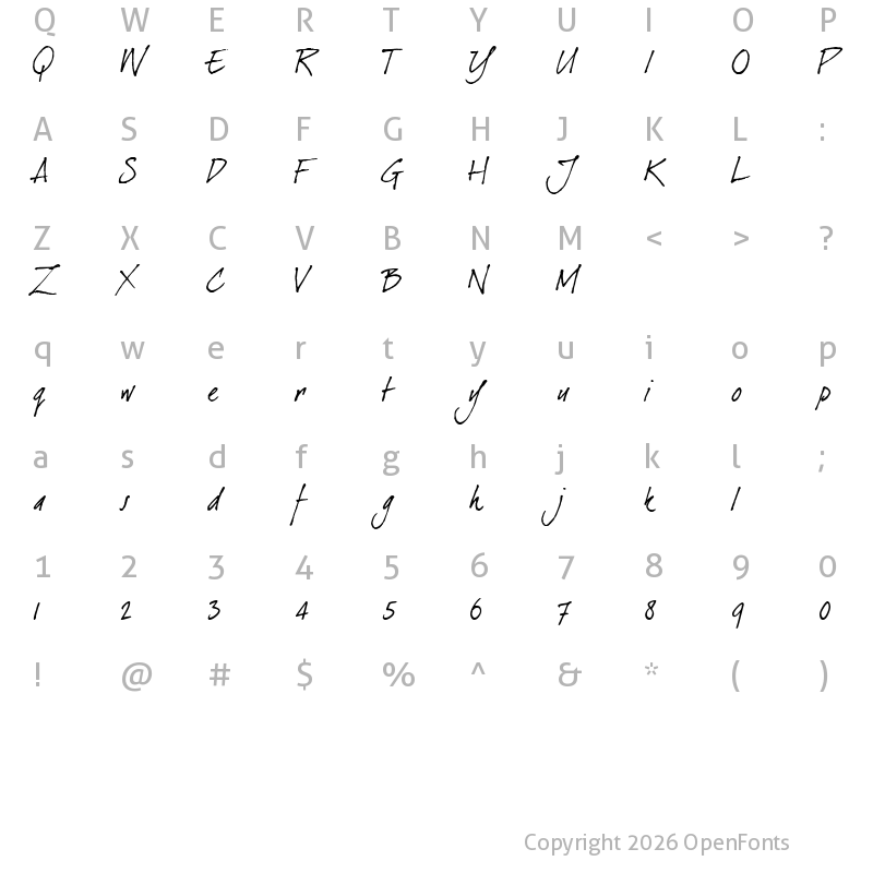 Character Map of dearJoe 1 M&S Regular