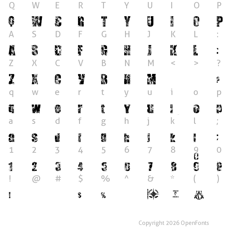 Character Map of DEAT+DEAT Regular