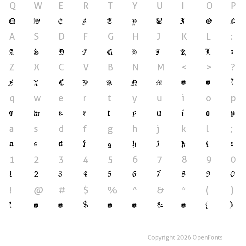 Character Map of Death Fucking Metal Regular