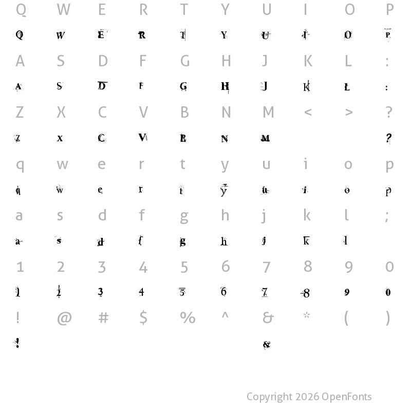Character Map of Death To Smudgey Regular