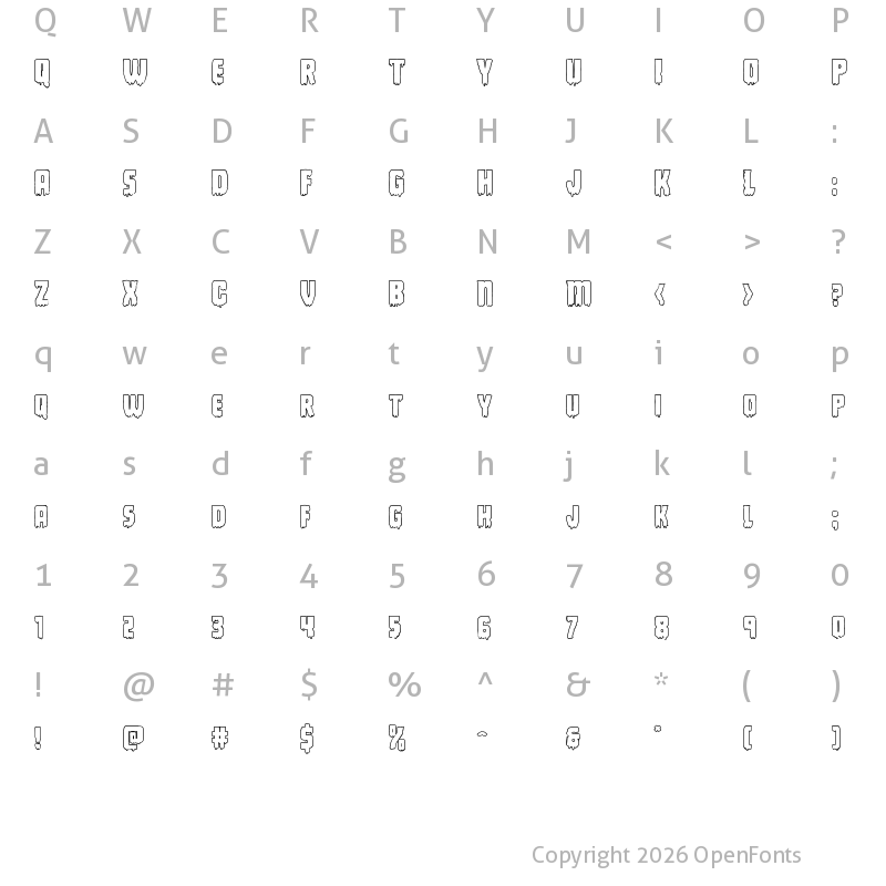 Character Map of Deathblood Outline Regular