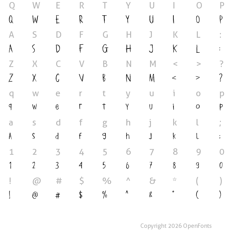 Character Map of Deathridge Demo Regular