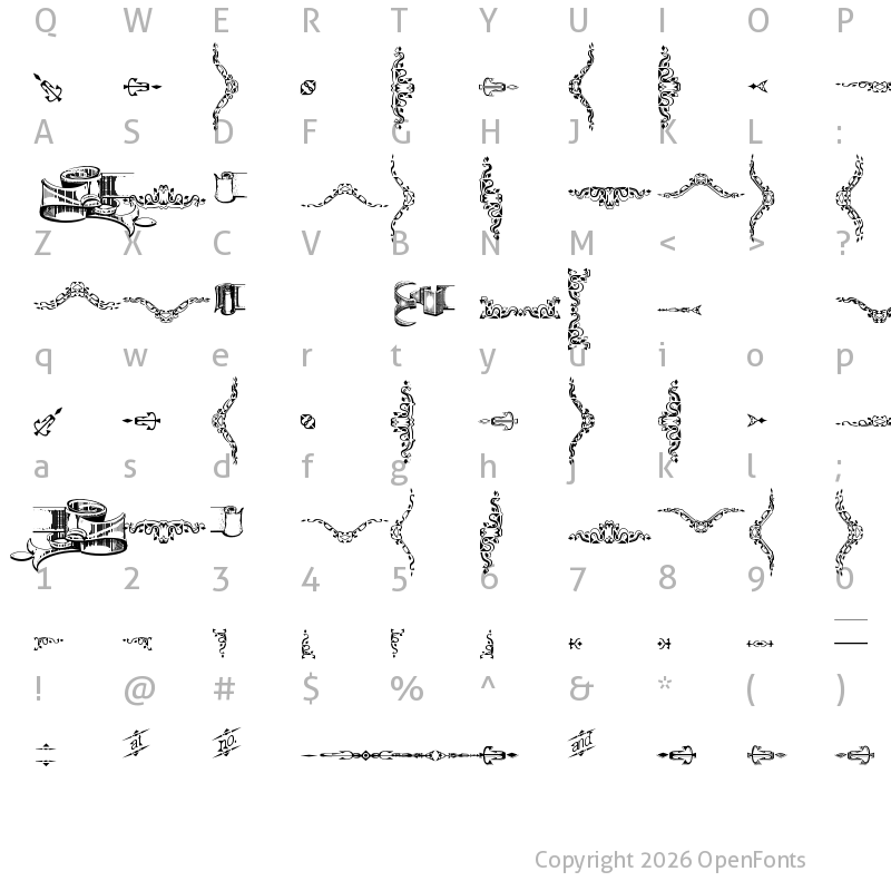 Character Map of Deborah Extras/Ornaments Regular