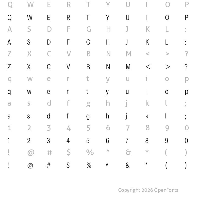 Character Map of Decalotype Light