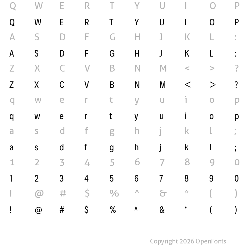 Character Map of Decalotype Regular