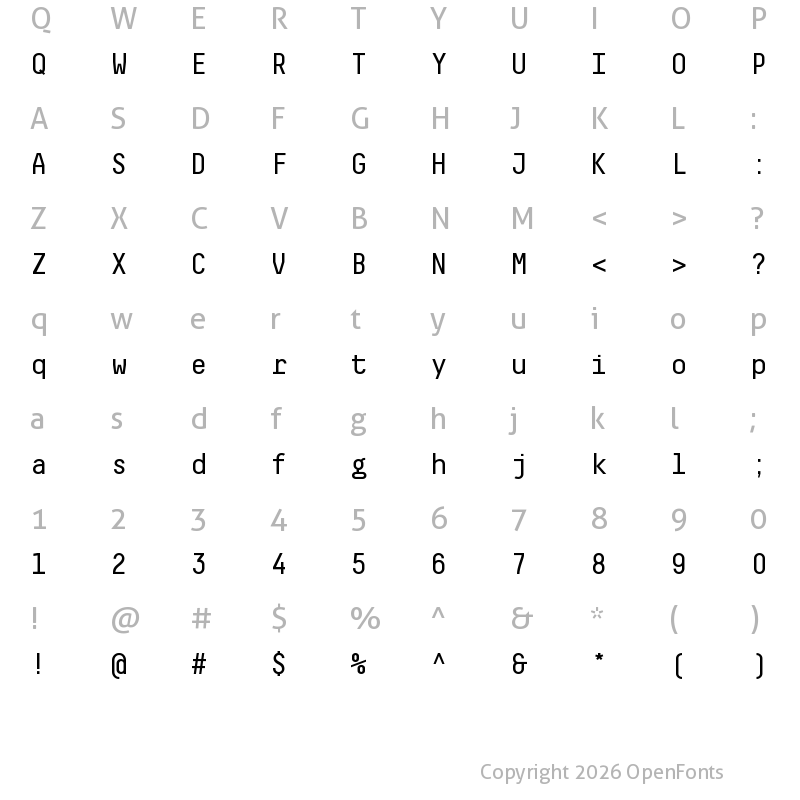 Character Map of Decima Mono Cyr Regular