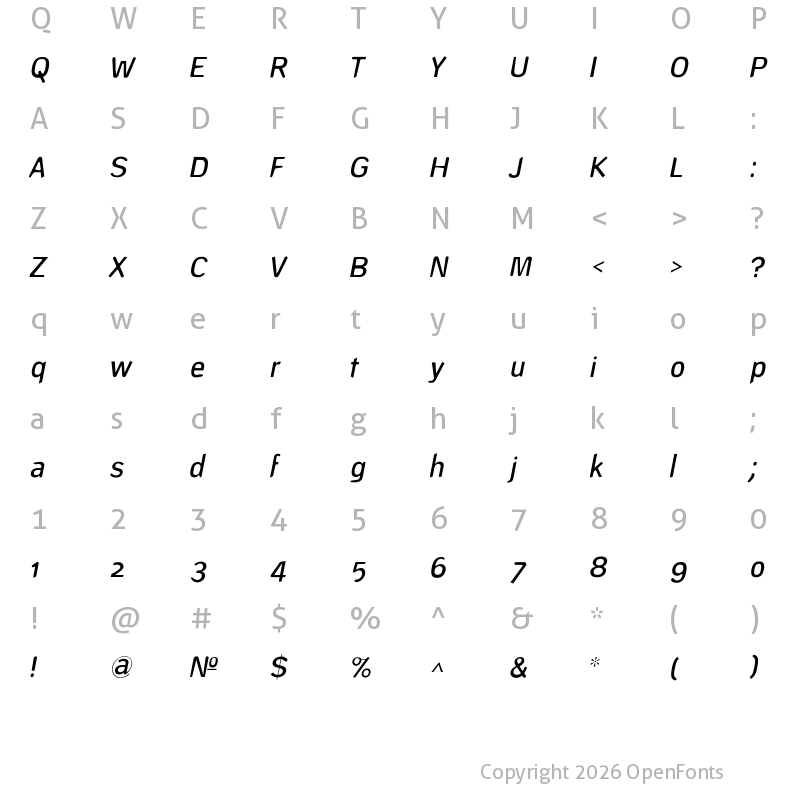 Character Map of DeconStruct-LightOblique Regular