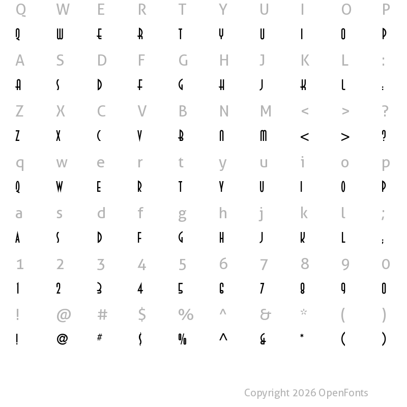 Character Map of DecoTech TL Regular