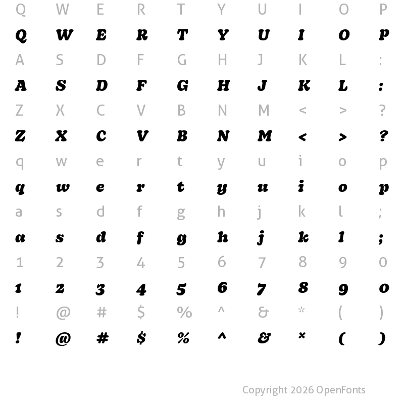 Character Map of Decoy Black Italic