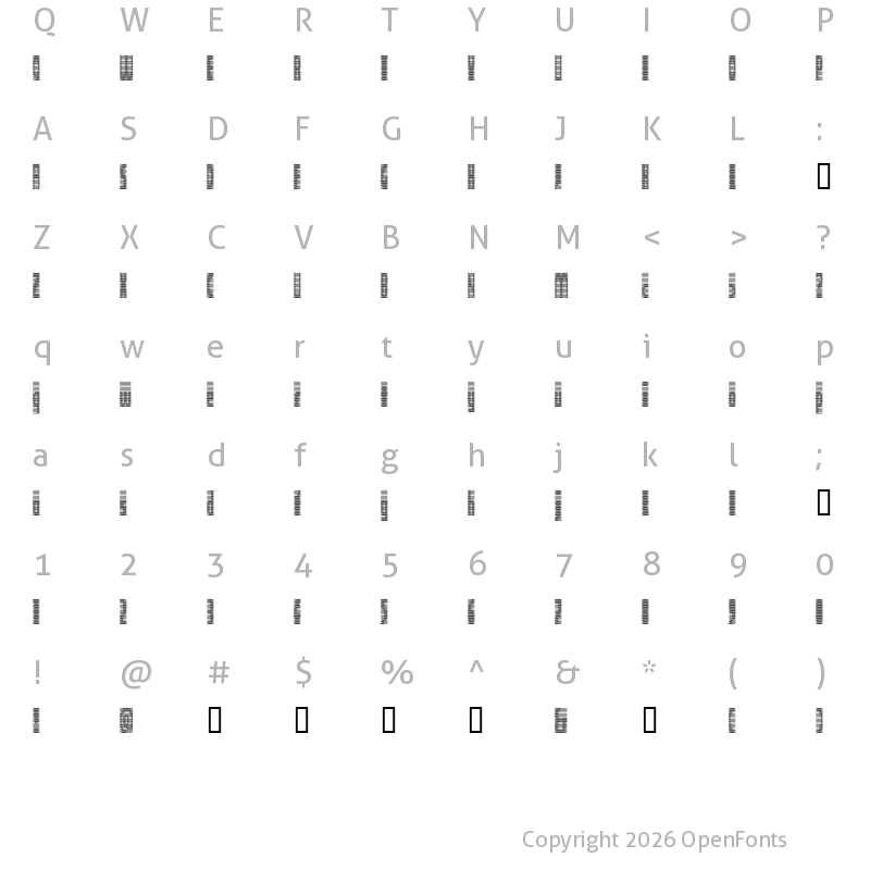 Character Map of Deeter Condensed