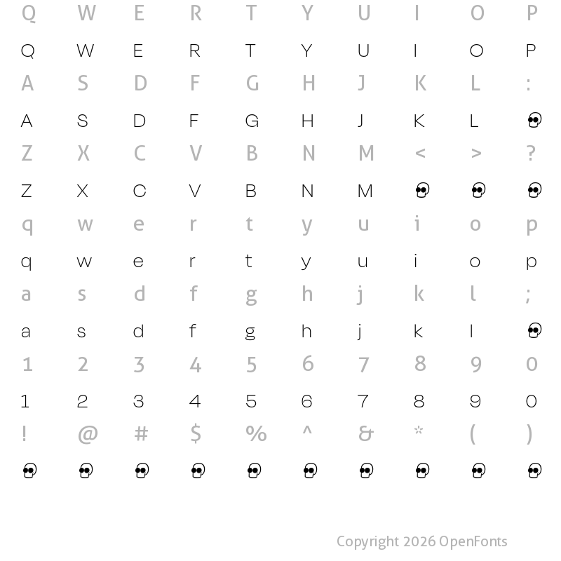 Character Map of Degular Display Demo Thin