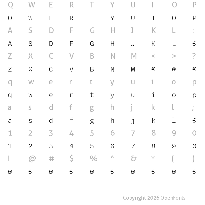Character Map of Degular Mono Demo Light